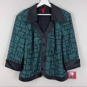 JS Collections Geometric 3/4 Sleeve Blazer Jacket